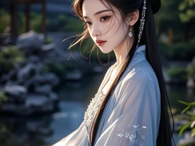 古风美人|蓝衫仙姿映月眠