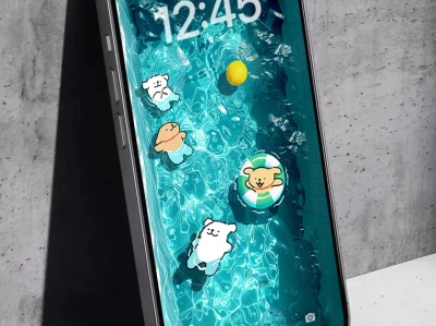 手机📱壁纸|线条小狗🐶泳池🏊♂️5|清凉