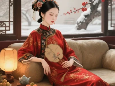 AI绘画分享|眉眼如画,寒梅盛开,清冷娇艳