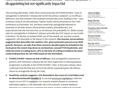 GS 研报：诺和诺德阿尔茨海默症试验失败