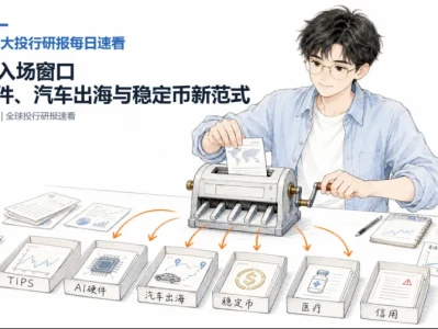 0703八大投行研报每日速看:TIPS入场窗口,AI硬件扩散,汽车出海与稳定币新范式