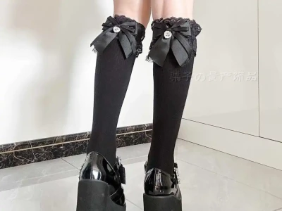 日系Lolita蕾丝蝴蝶结过膝棉袜の甜美魔法