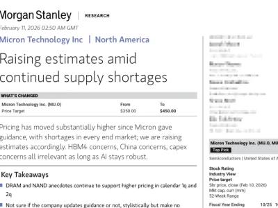 摩根士丹利研报: 美光(MU)在持续供应短缺中上调预期