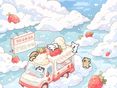 清凉感|线条小狗iPad壁纸
