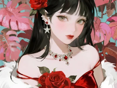 水墨玫瑰,花间佳人🌹