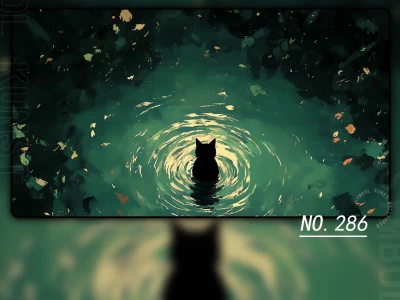 286|池塘黑猫背影壁纸|全套壁纸