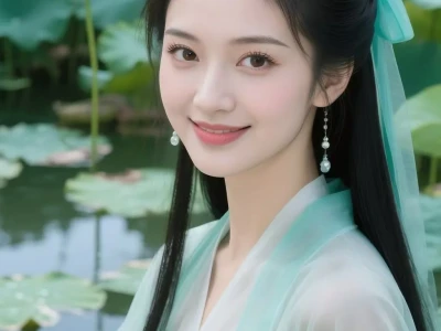 荷花美景配上汉服太绝了 汉服美人壁纸