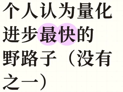 个人认为量化学习进步最快的野路子
