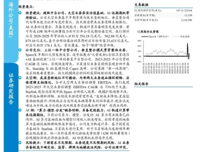 研报·国泰海通《SpaceX:太空商业飞轮已现,AI期权开启星辰大海》