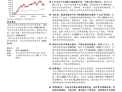 『研报』光伏行业月报:国内外需求持续疲软,关注各环节产能出清力度
