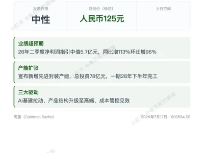 每日投行研报——7.18 长电科技 新增先进封装产能,业绩指引超预期