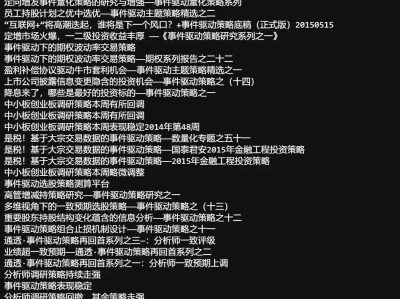国内事件驱动策略券商研报